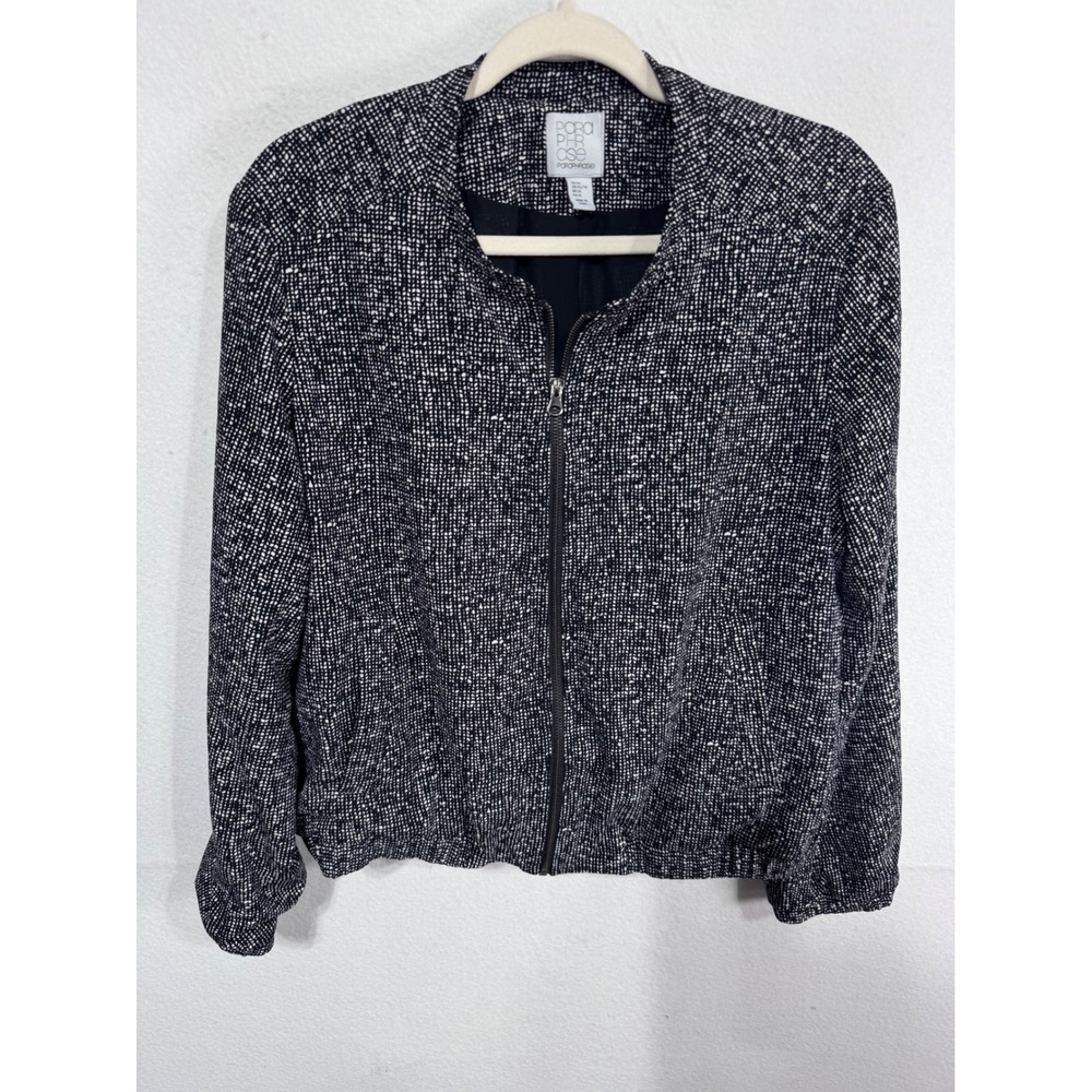 Paraphrase XL Black Bomber Jacket Women's Full Zip Textured